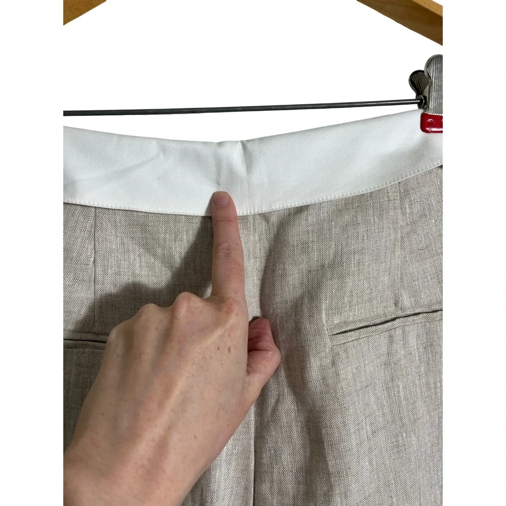 REFORMATION Stevie High Rise Foldover Wide Leg Linen Pant in Oatmeal